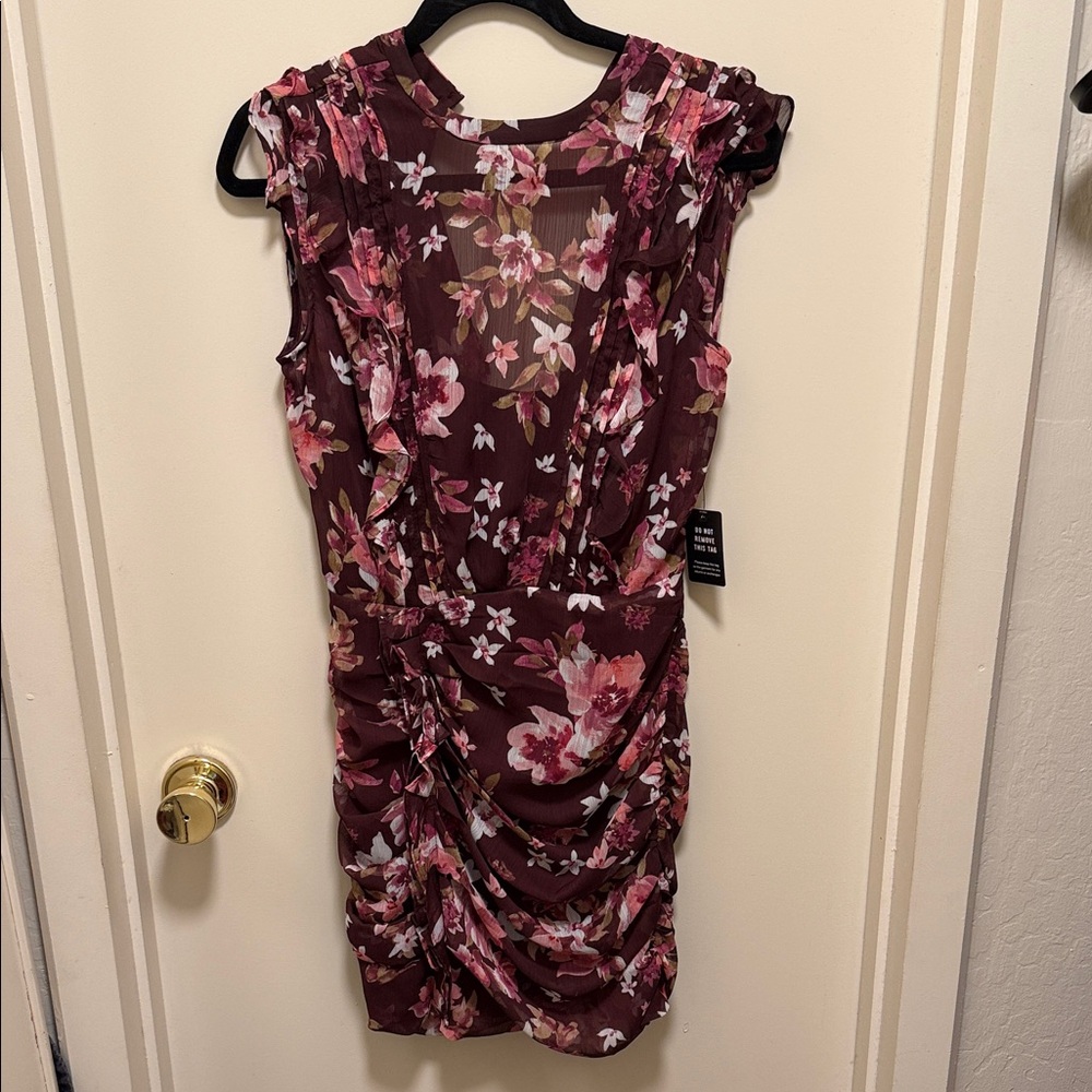 Express Burgundy Floral Midi Dress